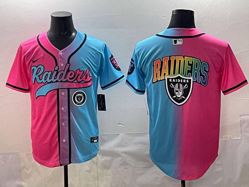 Men 2025 Oakland Raiders Blank Blue pink Nike Limited NFL Jersey style 0010->oakland raiders->NFL Jersey